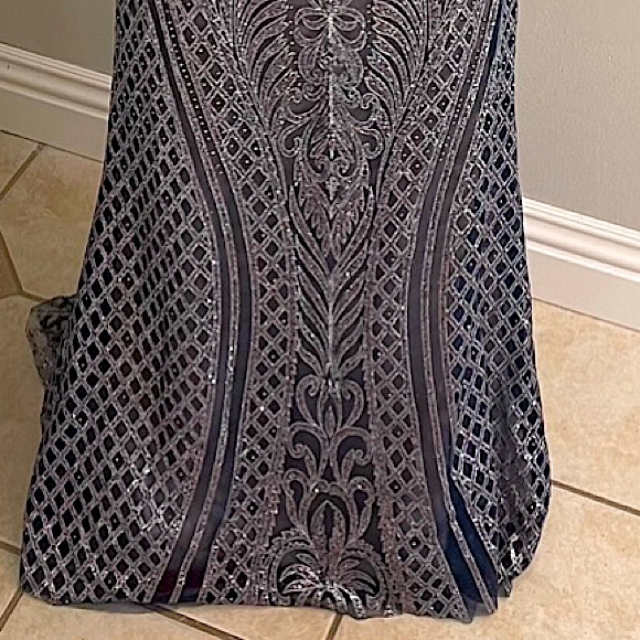 Elizabeth K by GLS Corset Tie Hand Beaded Mermaid Dress - Picture 8 of 9